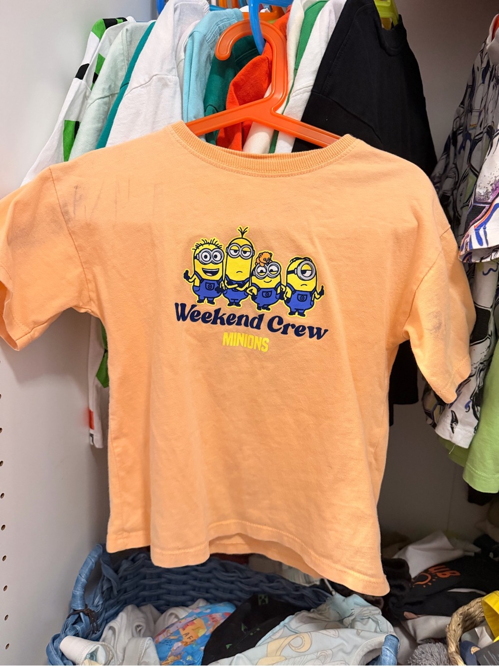 ZARA KIDS BOYS 4 years minions Weekend Crew Peach Kids T-Shirt